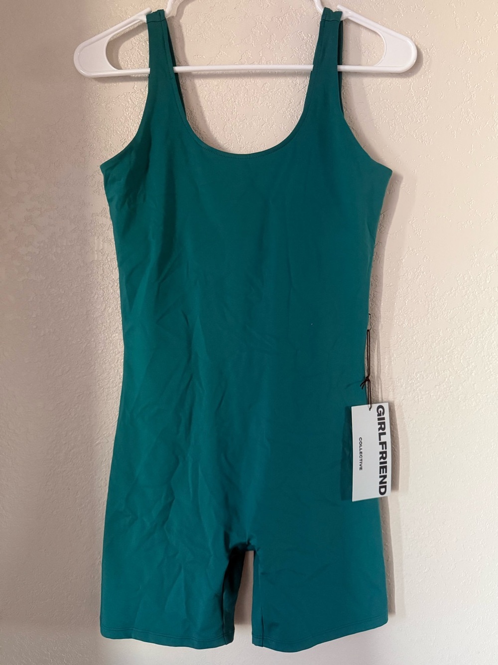 girlfriend collective Teal Sleeveless Romper - NWT